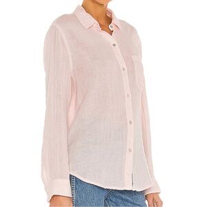 Rails Ellis Top Petal Cotton Gauze Button Down Shirt Small Pastel Pink Revolve